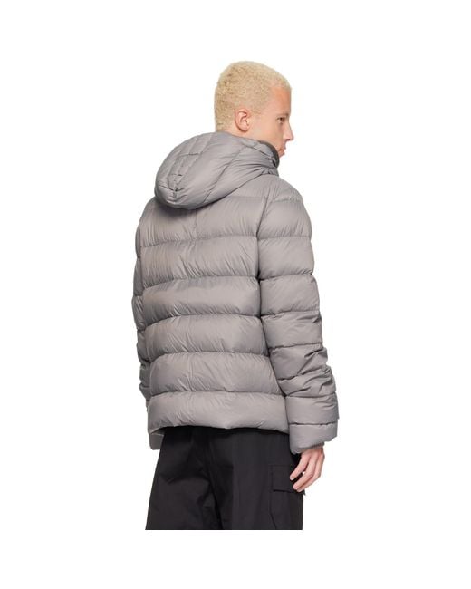 Rick Owens Gray Tower Nylon Duvet Hooded Down Jacket for men