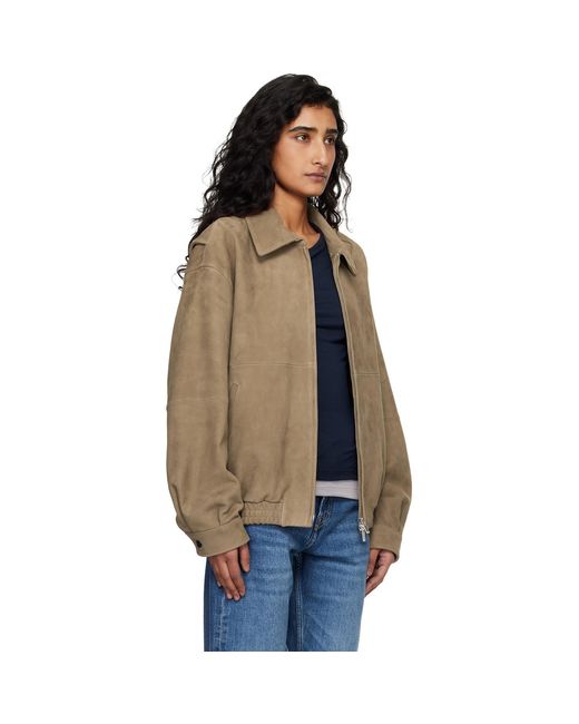 TONYWACK Blue Tan Goat Suede Relaxed Bomber Jacket