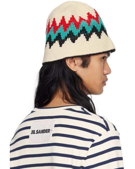 Jil Sander Green Off-white Crochet Bucket Hat for men