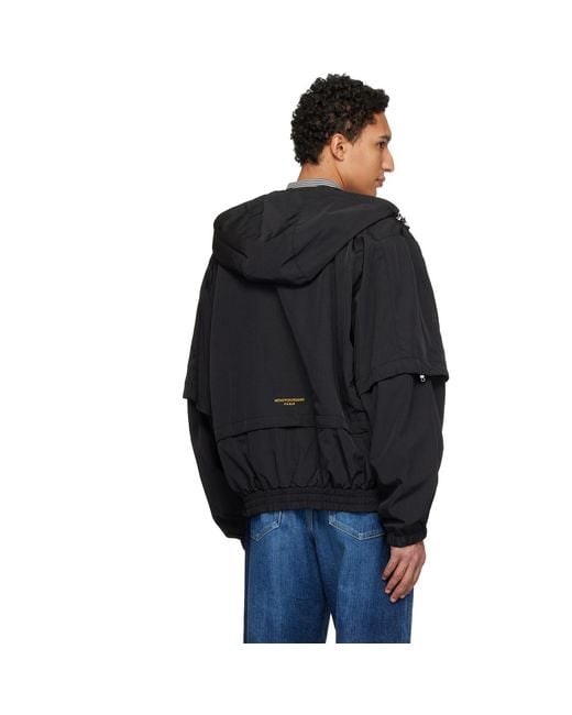 Wooyoungmi Black Layered Windbreaker Jacket for men