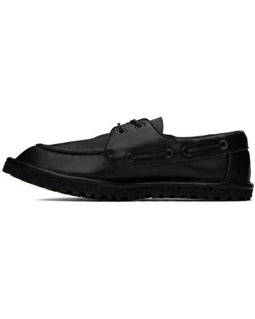 Dries Van Noten Black Leather Boat Shoes for men