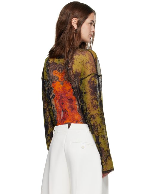 Jean Paul Gaultier Multicolor Khaki & 'The Oversized Médaillon' Top