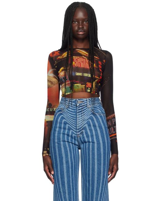 Jean Paul Gaultier Blue 'The Pigalle Crop' Long Sleeve T-Shirt