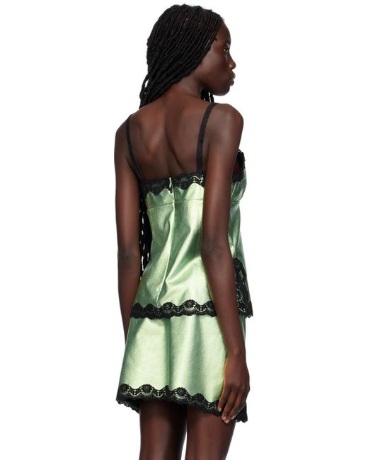 Anna Sui Green Metallic Faux-leather Camisole