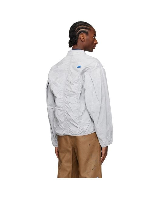 Adererror White Ruched Bomber Jacket for men