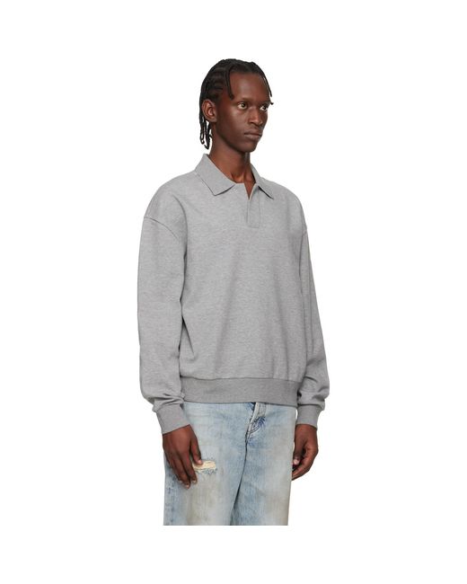 Boss Gray Open Placket Polo for men