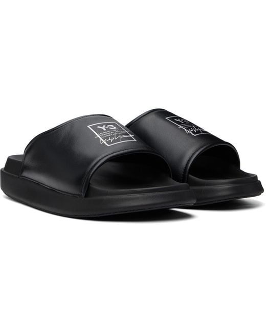 Y-3 Black Slides for men