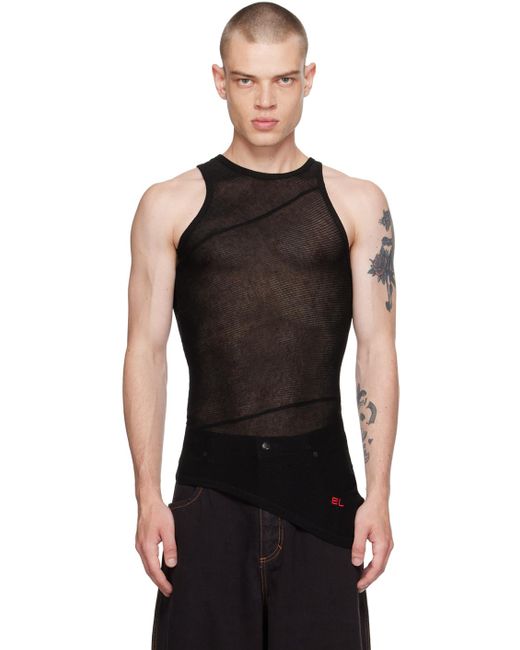 Eckhaus Latta Black Spiral Tank Top for men