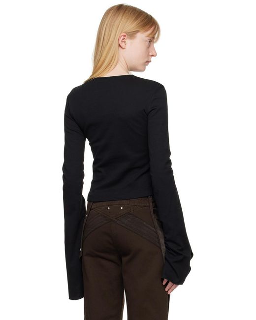 T-Shirt À Manches Longues Noir À Logo Modifié À Ornements Facettés Blumarine en coloris Black