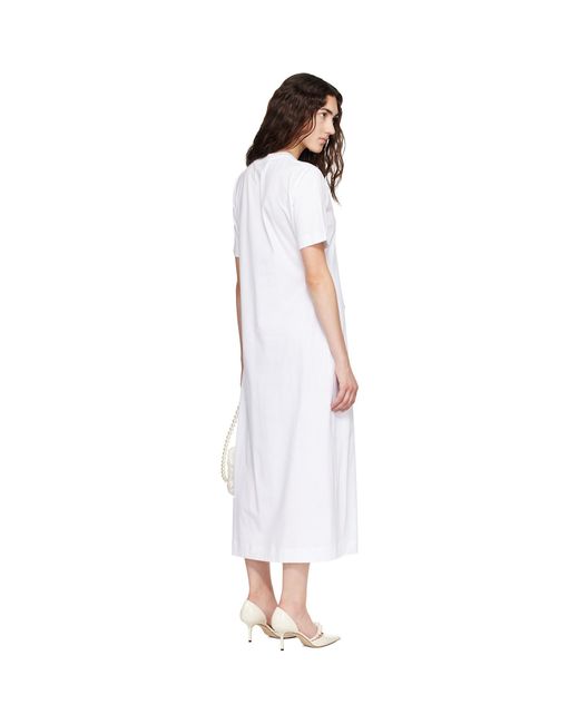 Simone Rocha White Easy Embellished T-Shirt Midi Dress