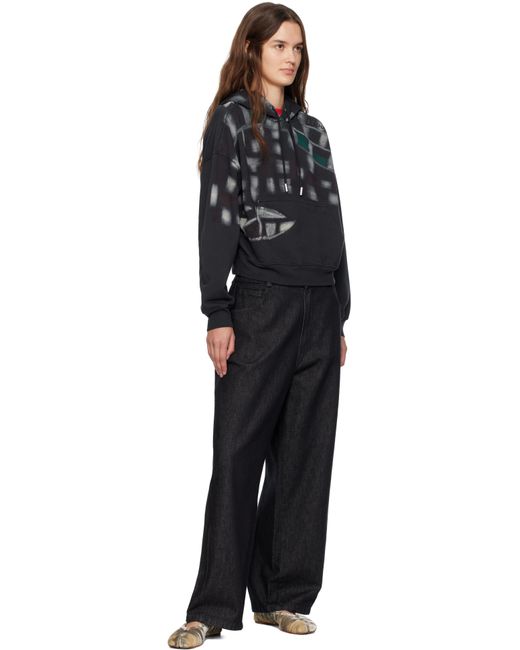 Eckhaus Latta Black Garment-Dyed Hoodie