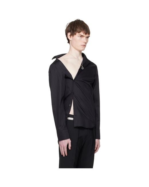 HODAKOVA Black Asymmetric Shirt for men