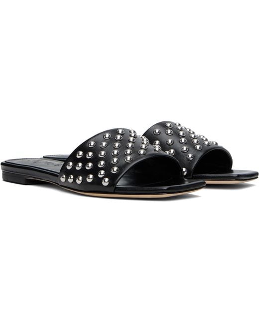 Aeyde Black Anna Studded Leather Sandals