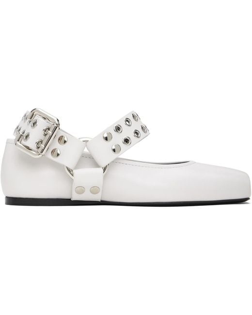 Alaïa White Biker Leather Ballet Flats