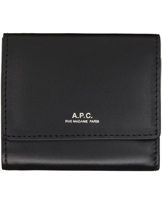 Petit portefeuille compact lois noir A.P.C. pour homme en coloris Black