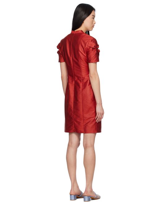 JKim レッド Smocked Flower ミニドレス Red