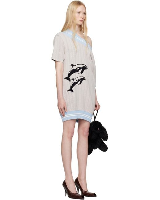 Ashley Williams Black Dolphins Knit Minidress