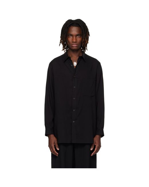 Yohji Yamamoto Black Cellulose Lawn Double Collar Shirt for men