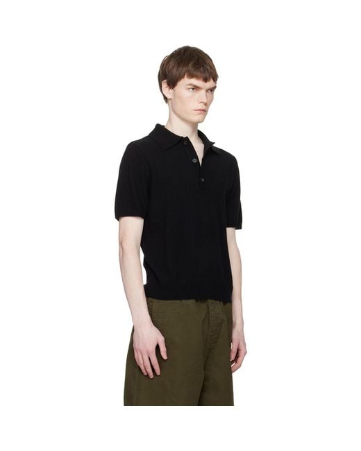 Entire studios Black Short Sleeve Knit Polo for men