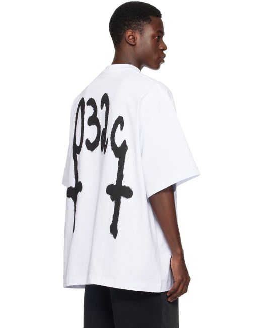 T-shirt blanc à logos modifiés imprimés 032c pour homme en coloris White