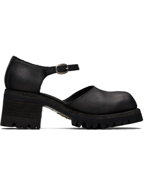 Guidi Black Soft Horse Mary Jane Loafers