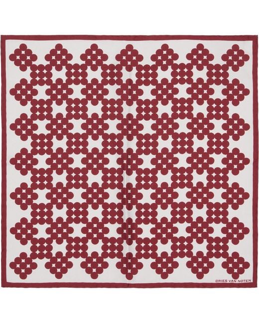 Dries Van Noten Red Silk Pocket Square for men