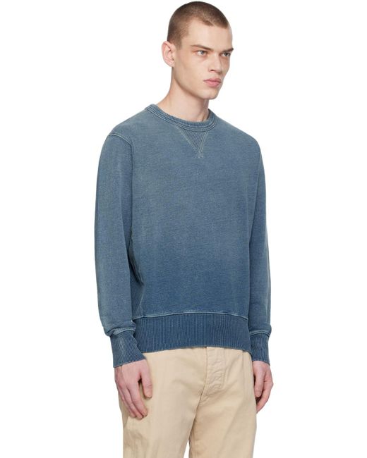 RRL Blue Indigo Faded Sweatshirt for men