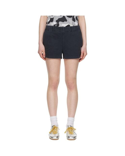 A Bathing Ape Blue Pigment Dyed One Point Sweat Shorts