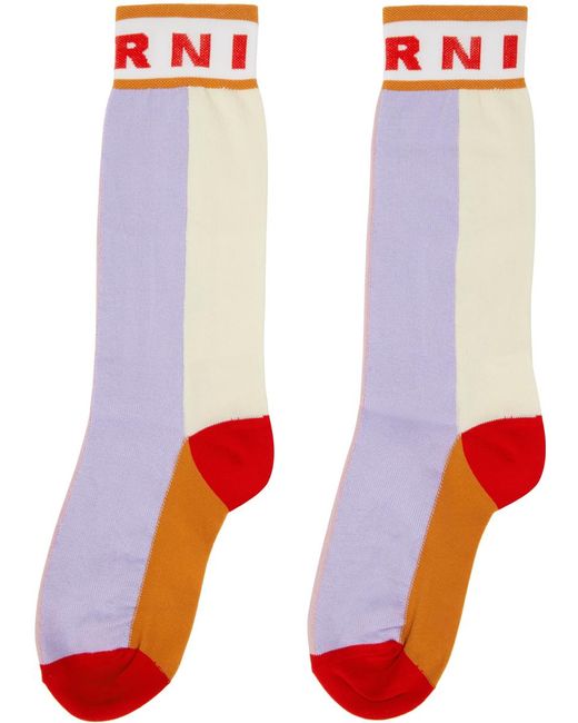 Marni Red Multicolor Colorblock Socks