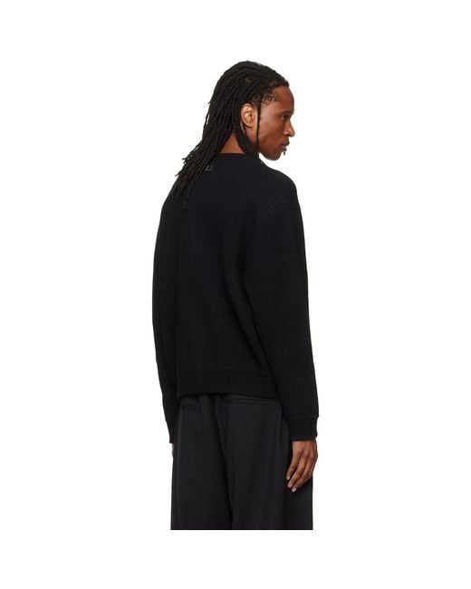 Wooyoungmi Black Round Neck Wool Cardigan for men