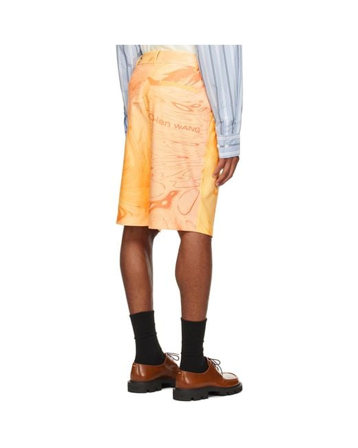 Feng Chen Wang Orange Phoenix Shorts for men