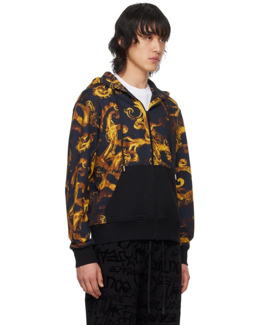 Versace Black Watercolour Couture Hoodie for men