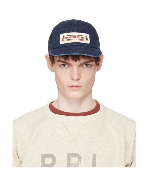 RRL Blue Logo-Patch Denim Trucker Cap for men