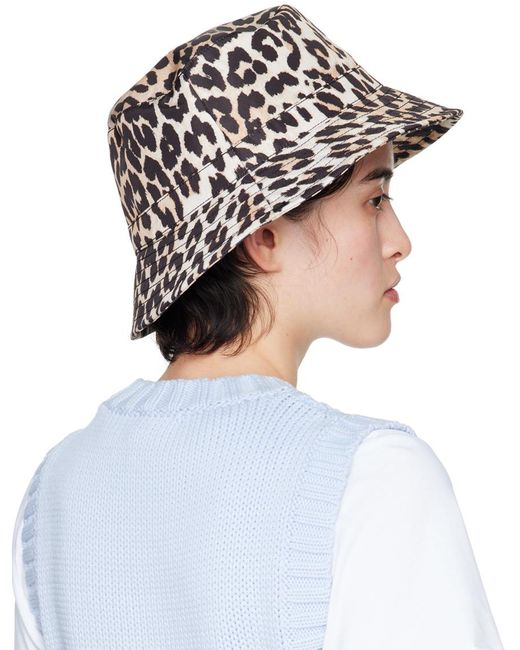 Chapeau bob et noir à motif léopard imprimé Ganni en coloris Blue