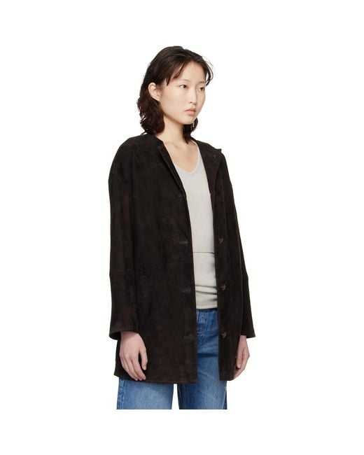 Loulou de Saison Black Waren Oval Suede Coat