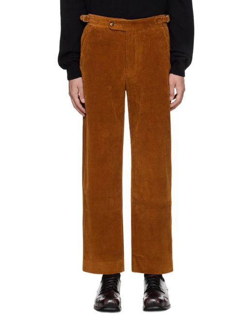 Bode Brown Cinch Tab Trousers for men