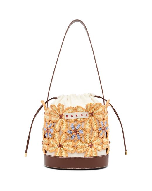 Marni Metallic Off- & Flower Bucket Bag