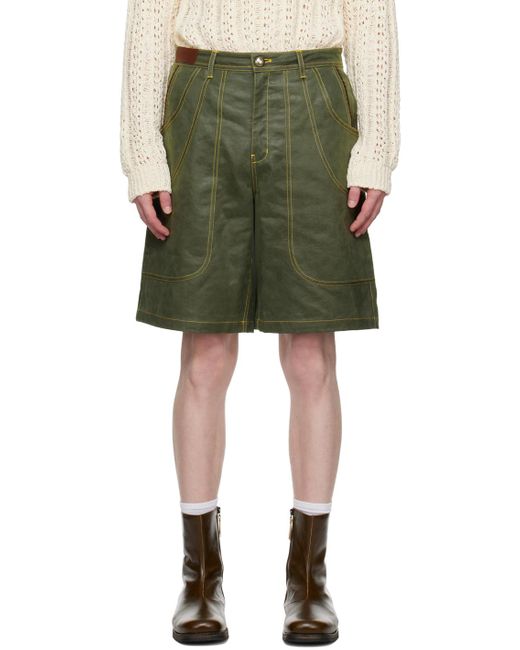 ANDERSSON BELL Green Wave Faux-leather Shorts for men