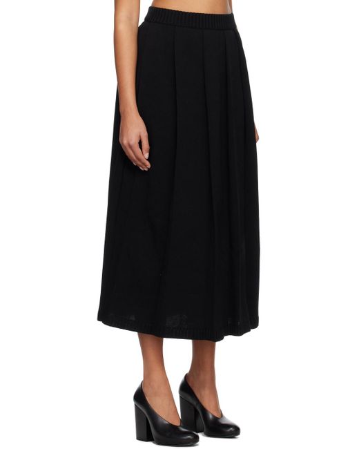 Auralee Black Pleated Midi Skirt