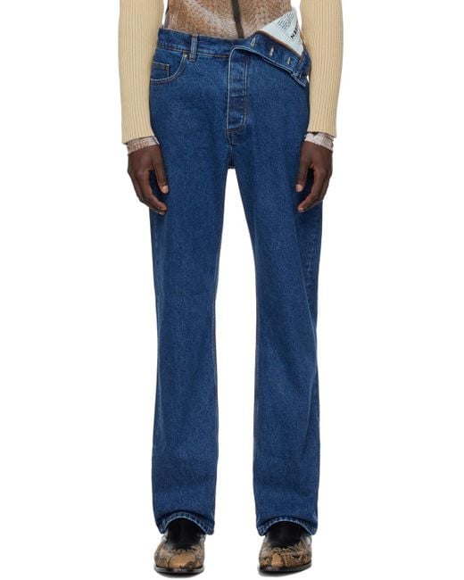 Y. Project Blue Asymmetric Waist Jeans for men