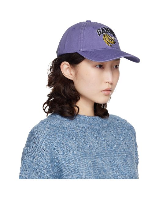 Ganni Blue Washed Canvas Cap