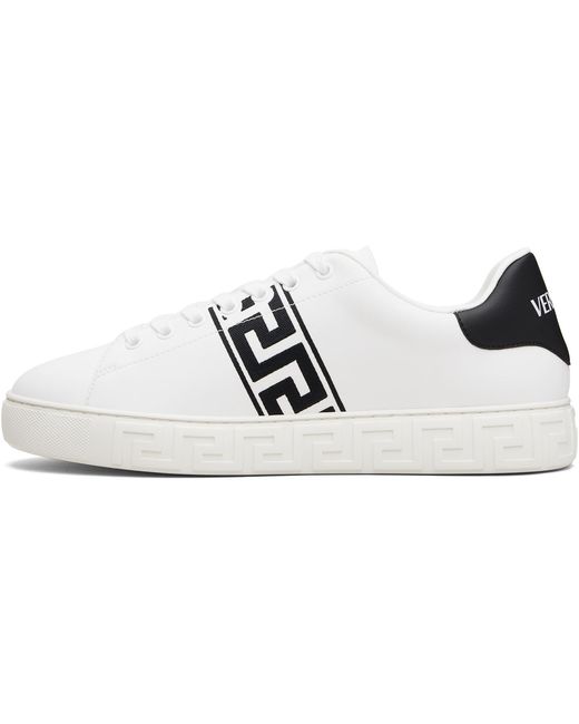 Versace Black Greca Embroidered Nylon Faux-Leather Sneakers for men
