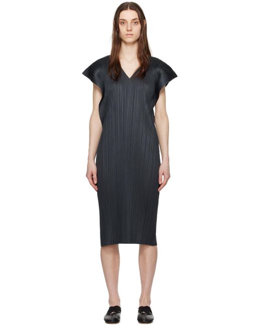 Pleats Please Issey Miyake Black Monthly Colors March Midi Dress