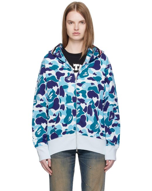 A Bathing Ape Blue Abc Camo Shark Full Zip Hoodie