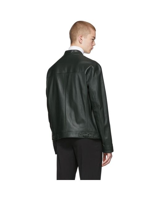 BOSS by Hugo Boss Green Leather Regular Fit Jacket for Men Lyst