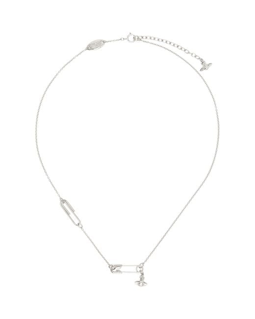 Vivienne Westwood Metallic Safety Pin Pendant Necklace for men