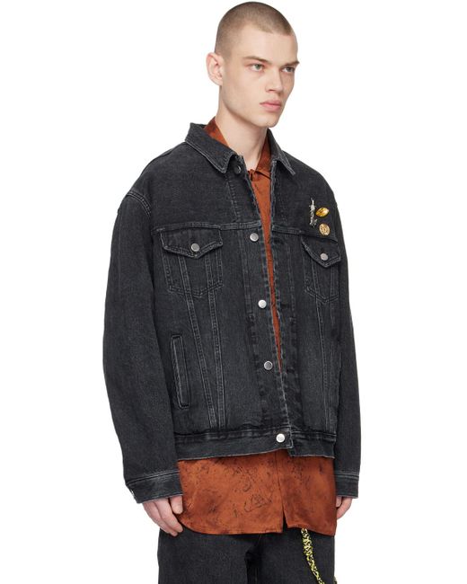 Song For The Mute Black Faded Denim Jacket for men