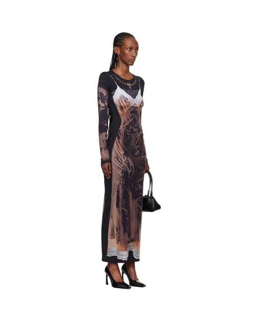 MARINE SERRE Black Ssense Exclusive Wet Nuisette Printed Jersey Ls Maxi Dress