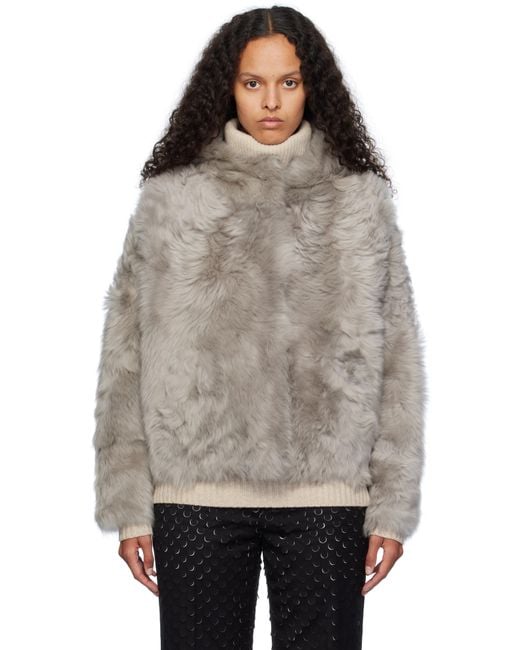 Yves Salomon Brown Hooded Shearling Jacket