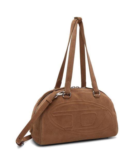 DIESEL Brown 1Dr Dome Oval D Logo Suede Shoulder Bag